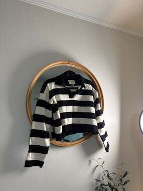 Industry Women's Striped Cropped Polo Neck Sweater